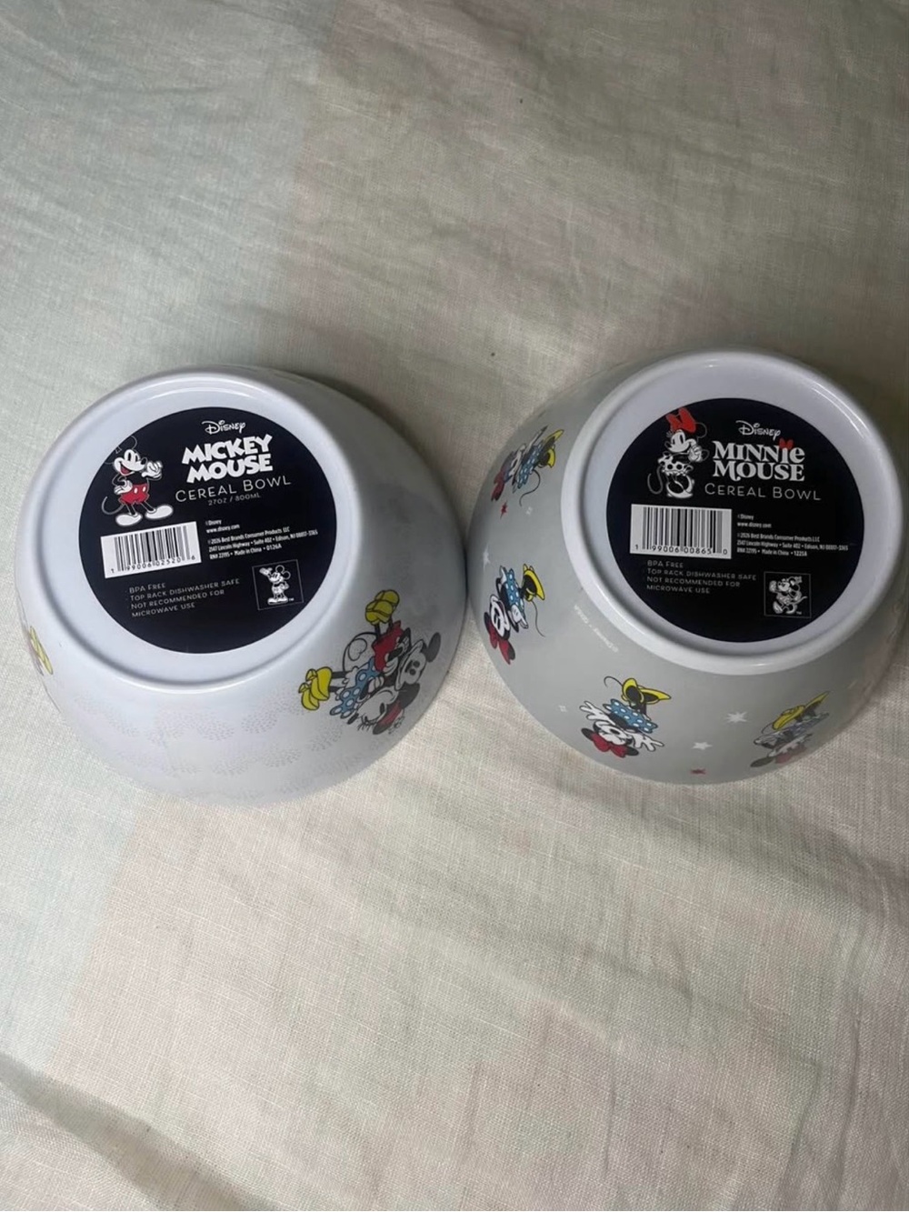 Disney White Mickey & Minnie Plastic Bowls - Set of 2 - Picture 2 of 2